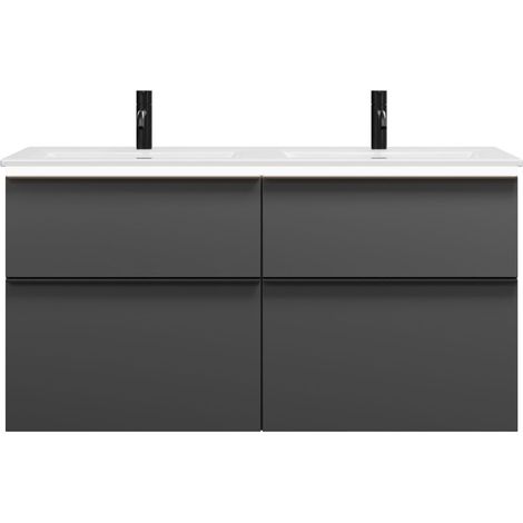 burgbad Eqio Slim lavabo doble con mueble bajo para lavabo con
