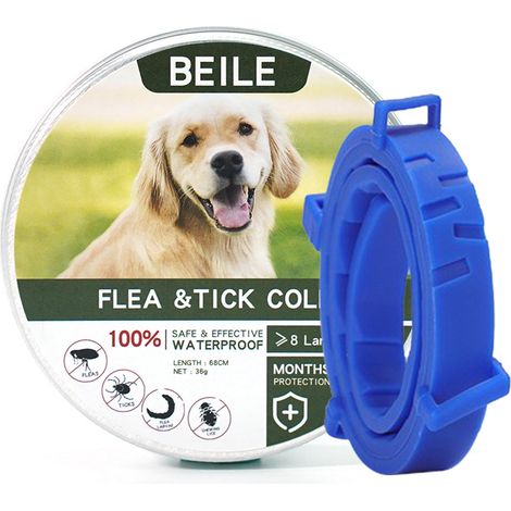 Collier pour chien 1 pièce collier anti-insectes et anti-puces pour chiens (grand chien 35 kg 72 cm, bleu) collier anti-insectes et anti-puces (1/2)