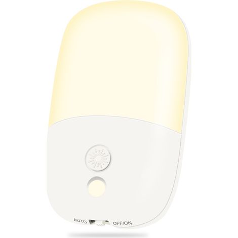 Veilleuse avec capteur crépusculaire, intensité variable, 3 niveaux de luminosité, veilleuse pour enfants, blanc chaud--2700 K (1/5)