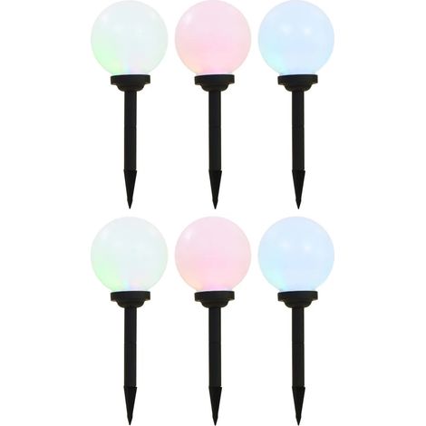 Set di 6 lampade solari sferiche per decorazione giardino 20 cm in PP bianco 020046375