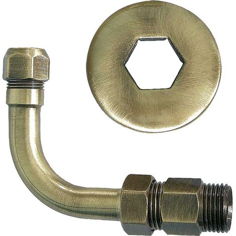 "CURVETTA SOTTOLAVABO ESAGONALE BRONZATA 1/2""""x10 + Rosetta"