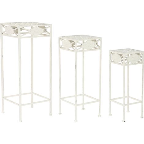 Mesita Auxiliar Set 3 Metal 30X30X70 Blanco (1/3)