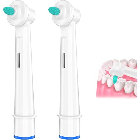 Interdental Lot de 2 têtes de brosse à dents de rechange pour brosse à dents électrique Braun Oral-B en microfibre haute densité pour interdentaires et appareils dentaires (1/5)