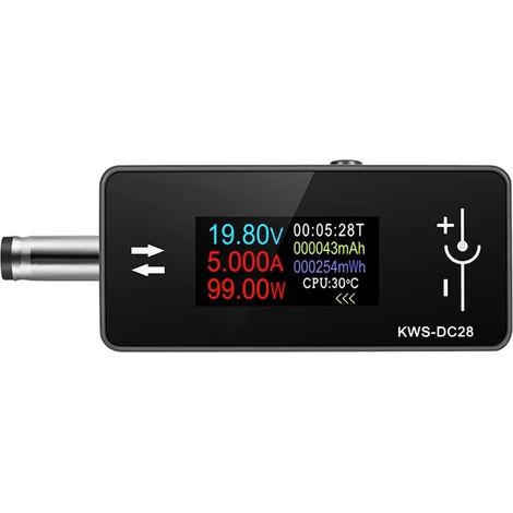 Voltajes, amperímetro, probador digital de precisión para dispositivos de 5.5 x 2.5/2.1, pantalla a color, comprobador de interfaces DC5.5x2.5 (1/4)