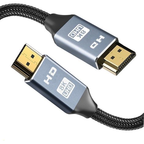 Câble HD gris sidéral 8K, câble TV haute définition, câble de 1 m pour ordinateur portable et projecteur (1/5)