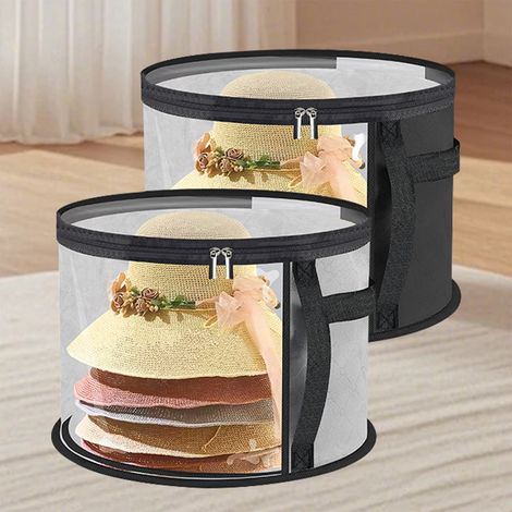 Sac De Rangement Pour Chapeaux - Maille Transparente - Support Mural - Poignée En Tissu - Pour Chapeaux À Large Bord - 33 X 16 X 1 Cm - 1 Pièce (1/5)