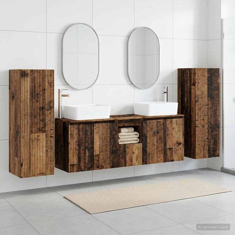 vidaXL Bathroom Furniture Set 5 pcs Old Wood 33 x 34.5 x 100 cm (1/5)