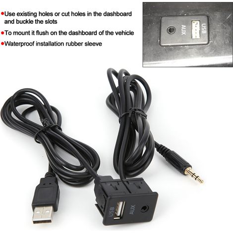 Panneau de montage encastré pour prise casque USB avec rallonge AUX 3,5 mm, adapté aux voitures et aux bateaux (1/5)