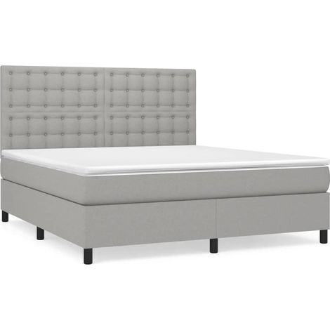 Maison Exclusive - Cama box spring con colchón tela gris claro 18