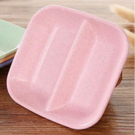 Bol à sauces compartimenté en paille de blé rose, compact et pratique pour la cuisine (1/5)