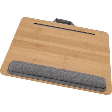 Multifunktionaler Tablet-Ständer aus Bambus mit Laptop-Kissen, ideal zum Lesen, Schreiben oder Spielen. Kann als Laptop-Ständer und Tablet fürs Bett verwendet werden. (1/5)