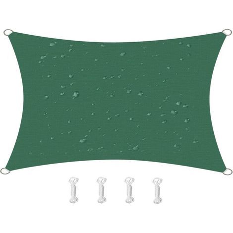 2m x 2m Waterproof Sun Shade Sail Canopy Effectively 95% UV Block, Oxford Fabric, for Patio, Balconies, Lawn Garden, Party, Outdoor Activities (Dark Green)