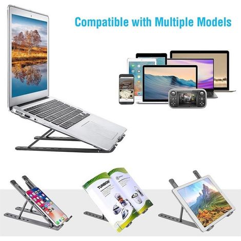 Support ordinateur portable-aluminium- Ergonomique - Convient aux ordinateurs de 10-17,3″-Réglage de la hauteur-Argent (1/5)