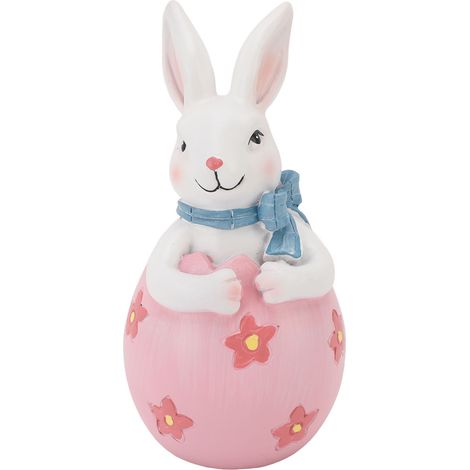 Easter Bunny Egg Decoration Resin Spring Easter Rabbit Decor Figurine Tabletop Decoration for Party Home Holiday Pink (1/5)