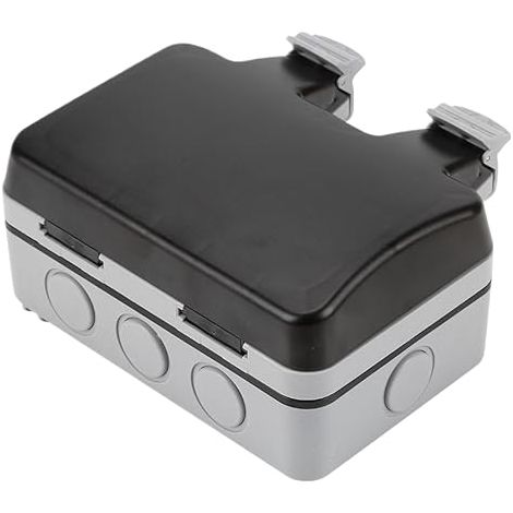Couvercle de boîte électrique - Boîtier de raccordement haute résistance pour l'extérieur, boîtier de prise étanche, protection pratique de la prise  Jardin, garage, terrasse, cour, câblage extérieur (1/5)