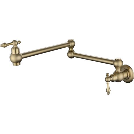 Robinet de cuisine classique pliable - Robinet d'évier mural - Robinet de cuisine à une main - Robinet d'eau froide - Mitigeur monocommande - Laiton (1/5)