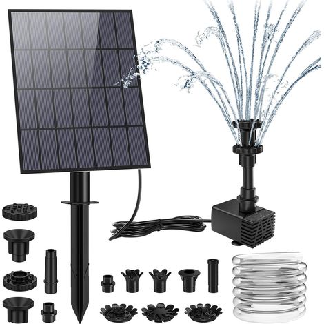 1 Fontaine Solaire, Pompe 3,5 W, Buses Multiples, Tuyau 1,5 M, Piquet, Pour Jardin, Étang, Bain D'oiseaux (1/5)