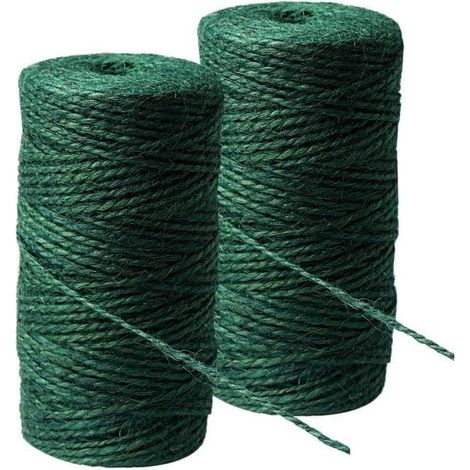 Filiyano-2 rouleaux de ficelle de jardin en chanvre vert, ficelle de jardin, ficelle pour sapin de Noël, ficelle de jardin en jute naturel pour le (1/5)