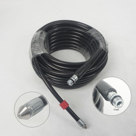 Manguera de limpieza de alta presión, manguera desatascadora de 155 bar con 4 adaptadores para limpiadoras de alta presión compatibles con AR/Black&Decker/Lavor/Stihl/Nilfisk, kit de limpieza (15 m)
