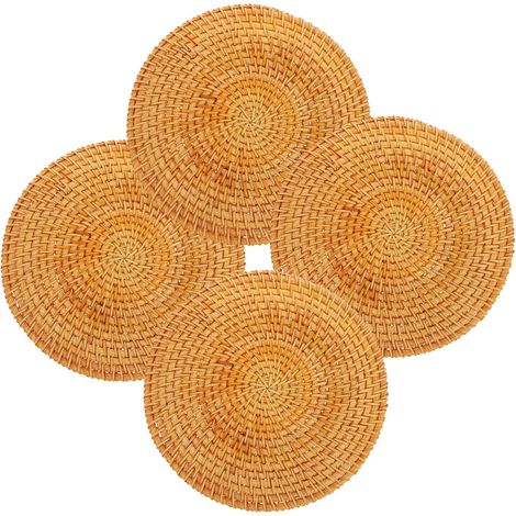 Lot de 4 dessous de plat en rotin, naturel, isolant thermique (1/5)