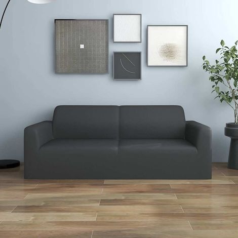 vidaXL Funda elástica de sillón de 2 plazas poliéster jersey antracita (1/5)