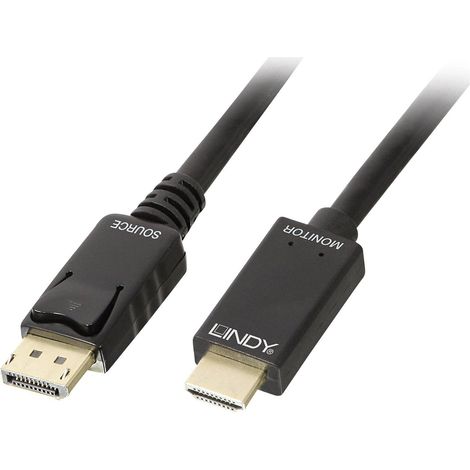Câble adaptateur LINDY DisplayPort / HDMI Fiche mâle DisplayPort, Fiche mâle HDMI-A 5.00 m noir 36924 Câble DisplayPort C241911 (1/7)
