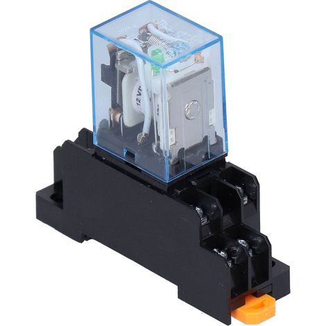 Relais électromagnétiques 8 broches LY2NJ avec socle, voyant lumineux, 10A DC12V pour moteurs industriels, kit de 2 pièces (1/5)