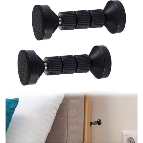 Estabilizador de cabecero ajustable, soporte telescópico amortiguador para pared, cama, armario, sofá (96-112 mm, negro, juego de 2) (1/5)
