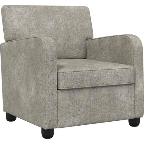 Armchair Light Grey Faux Suede Leather vidaXL (1/5)