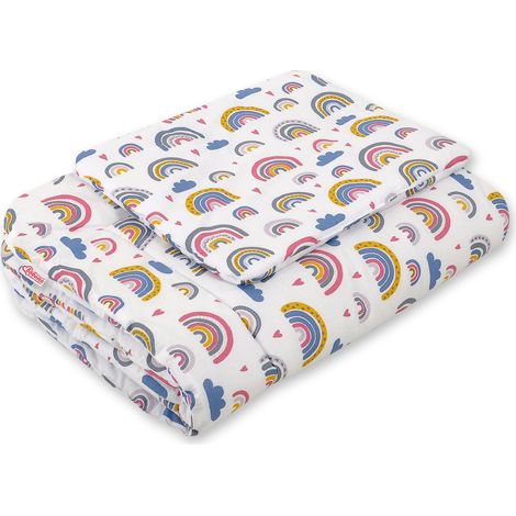 Juego de cama para bebé con relleno, 2 piezas, 75x100cm RECIÉN NACIDO - arcoíris (1/2)