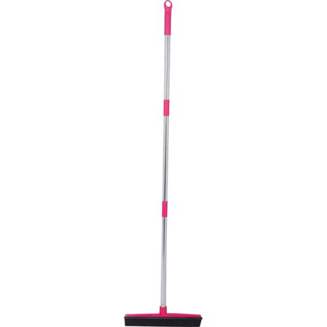 Balai télescopique multifonction pour tapis et moquettes, aspirateur de poussière et d'animaux, outil de nettoyage rose (1/5)