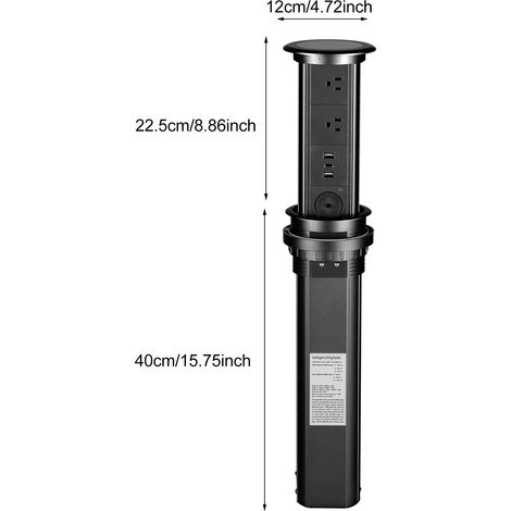 Multiprise escamotable motorisée intelligente avec protection contre les surtensions et ports de chargement USB pour plan de travail de cuisine ou salle de conférence. (1/5)