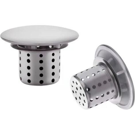 Hair filter for bathtub and sink – 2 pieces in stainless steel, 4 cm diameter, compatible with all drains (1/5)