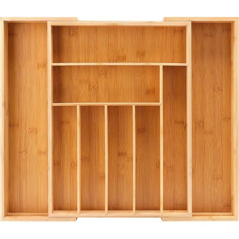 Bamboo Cutlery Tray, Kitchen Storage, Cutlery Organizer Drawer Box, with 7 to 9 Adjustable Drawers (1/5)