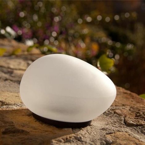 Lampe solaire décorative galet 16 cm – Verre transparent – Autonomie 8h – LED blanc froid IP44 – Lumière jardin – Parfaite pour bordure d’allée ou pot
