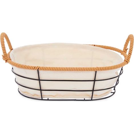 Cesta de alambre con inserto de tela. (1/5)