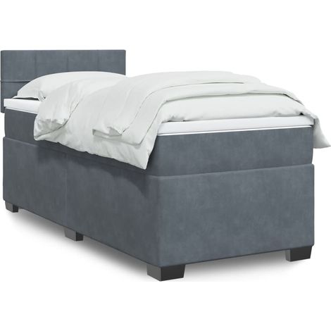 Boxspringbett mit Matratze Dunkelgrau 80x200 cm Samt