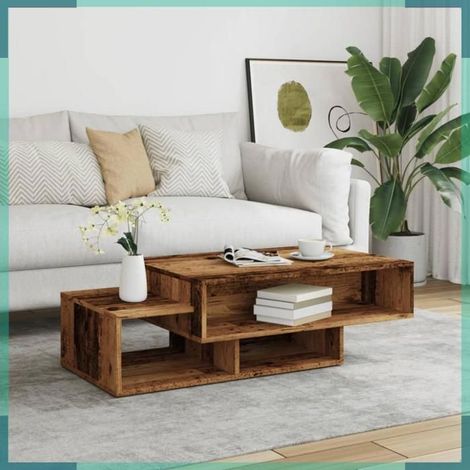 856670 Table basse vieux bois 105x55x32 cm bois d'ingénierie (1/5)