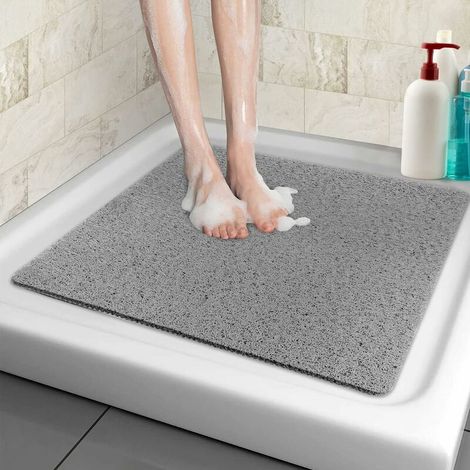 Tapis de Douche antidérapant, 60X60cm, Tapis de Bain de Sécurité Confort Doux avec Trous de Drainage, Tapis de Douche de Massage en PVC pour Zones Humides, Séchage Rapide