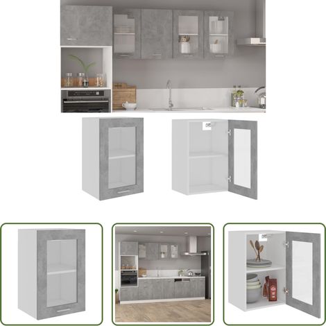vidaXL Stauraum - Hängeglasschrank Lyon Betongrau 40x31x60 cm Holzwerkstoff (1/5)