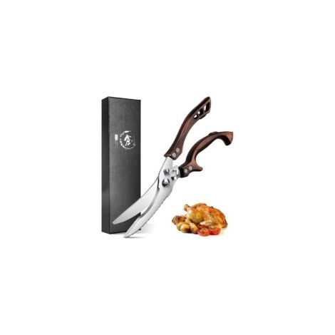 Professionelle Küchenschere, Geflügelschere aus Edelstahl, gezahnte Fleischschere, Knochenschere mit Geschenkbox für Huhn, Fleisch, Gemüse, Fisch, Pute - Crezuo