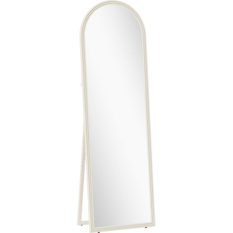 Miroir sur pied, 50 x 160 cm, autoportant, monté au mur, cadre en arc, blanc (1/5)