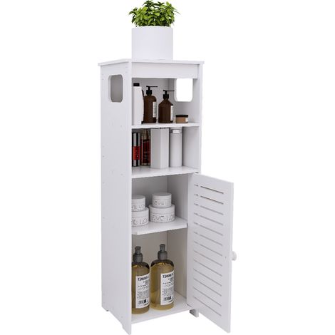 Meuble de Salle de Bain, Armoire de Salle de Bain Étroite, Armoire Latérale pour Toilette, Armoire pour salle de bain, salon, cuisine, Blanc - 24 x 20 x75cm (1/5)