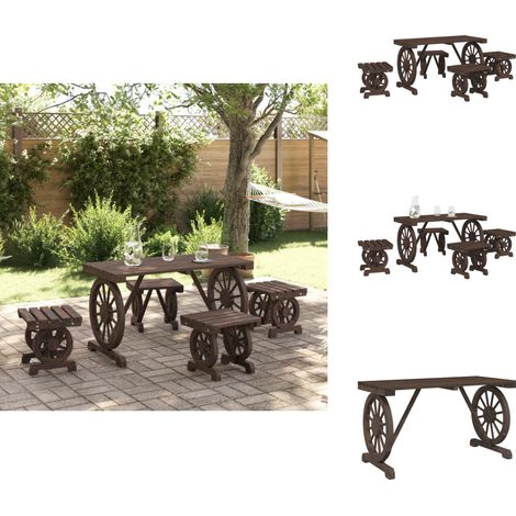 Ensemble à manger de jardin 5 pcs bois de sapin massif - Ensemble Salon De Jardin - Mobilier De Jardin - Table De Jardin - Chaises De Jardin - Bois De Sapin (1/5)
