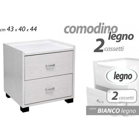 Comodino cameretta bianco cm 43 x 40 x 44 h due cassetti (1/2)