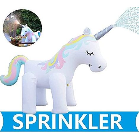 Jouets Sprinkler, Géant Arroseur Licorne Gonflable, Splash Pad Antidérapant, Jeux Plein Air PulvéRisation d'eau Jouet, Gonflable de arroseur pour Enfant Adultes