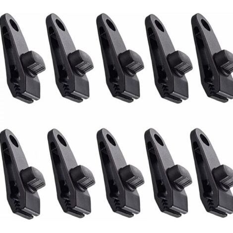 Set of 10 clips for tarpaulin, awning, black hook (1/5)