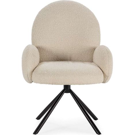 Sillón giratorio modelo Damas con brazos tapizado textil blanco, 89cm(alto) 64cm(ancho) 60cm(largo) (1/5)