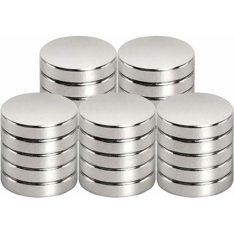 Aimant de Néodyme 15 mm x 3 mm, Aimants Puissants pour Tableau Magnétique, Réfrigérateur, Bureau (25 Pièces) (1/4)