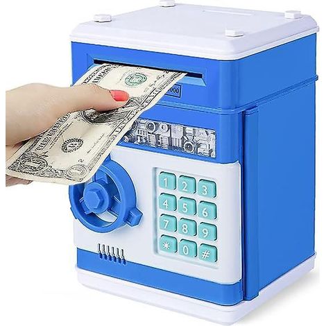 (bleu) Tirelire Avec Mot De Passe, Tirelire En Espces, Tirelire Lectronique Pour Banque Atm, Cadeau Chaud Pour Les Enfants (1/5)